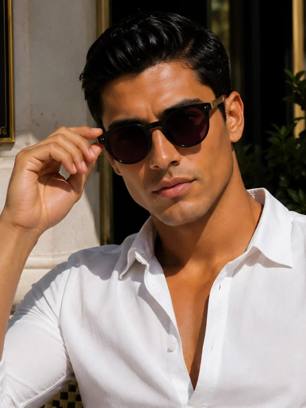 Oscar de la Renta Black Frames with Purple Lenses Sunglasses